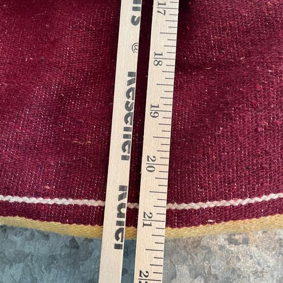 Vintage 70s Knapp Sacs California Round Knit Wood Handle Bag Purse Boho Aztec - Picture 11 of 11